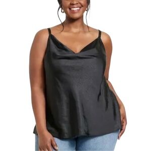 Target Ava & Viv Black Satin Cowl Neck Silky Cami Top